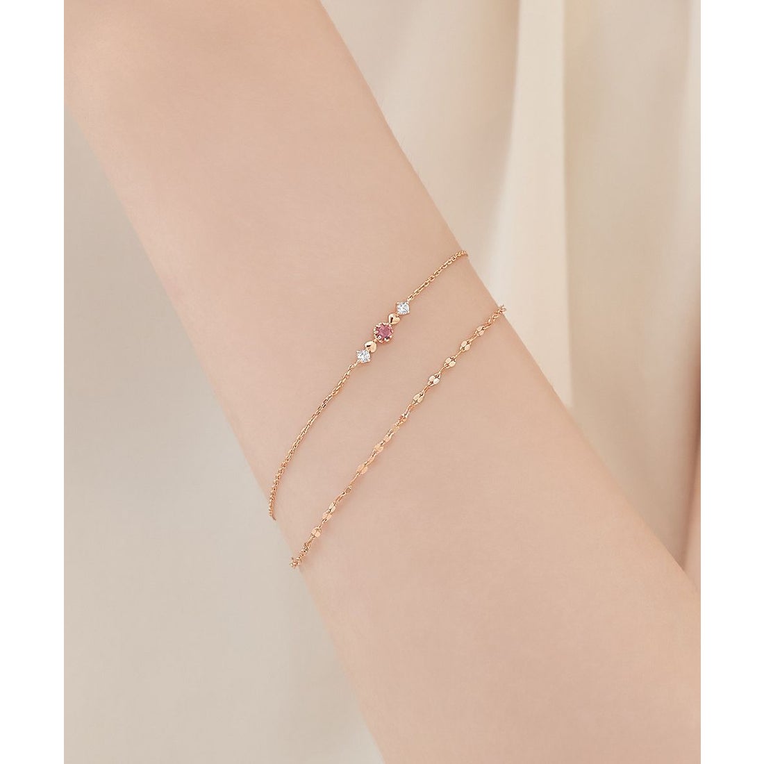 ヨンドシー 4℃ 【10月誕生石】シルバー ブレスレット （ピンクゴールド