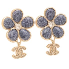 シャネル CHANEL ピアス デニム フラワーモチーフ 花 CCマーク ココ