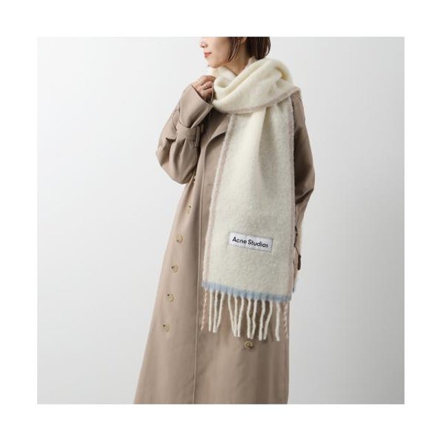 箱紙袋付き Acne Studios アイボリー マフラー - 箱紙袋付き