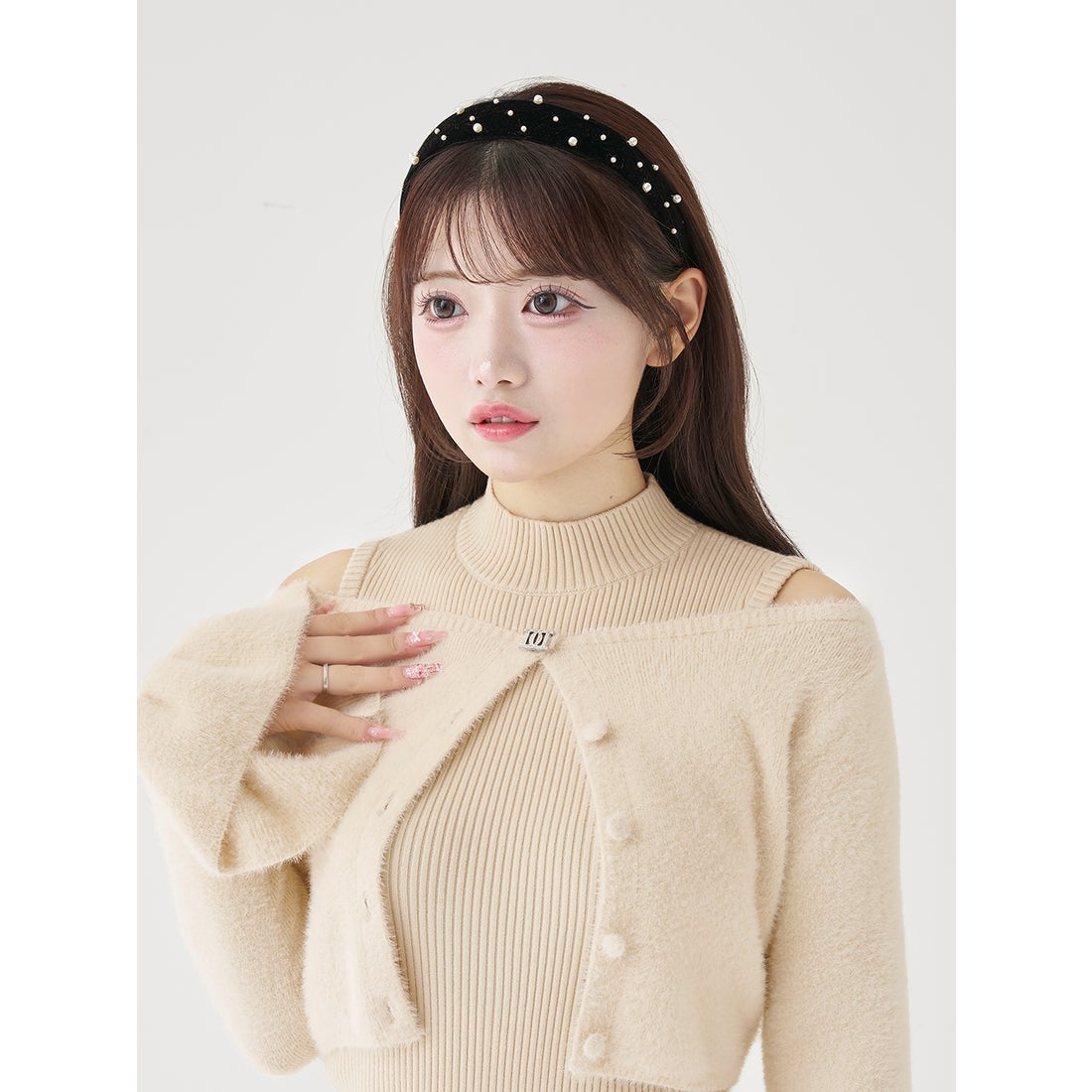 ダーリッチ Darich アンサンブルシャギーニットトップス （ブラック