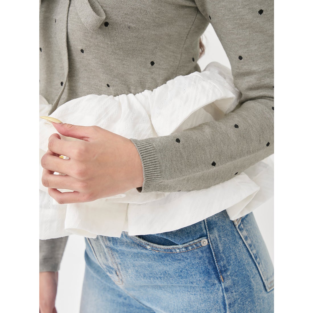 ダーリッチ Darich ボリュームフレアニットチュニック （グレー