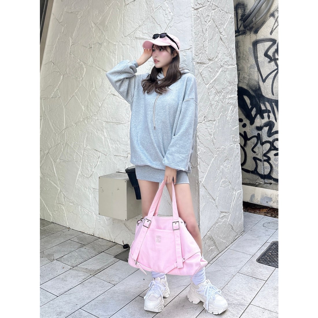 ダーリッチ Darich カラーラメスウェットミニワンピース （グレー