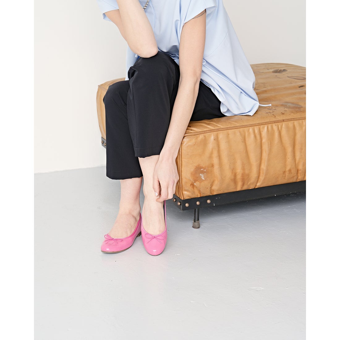 レイン対応】フラットバレエシューズ （ビビッドピンク エナメル