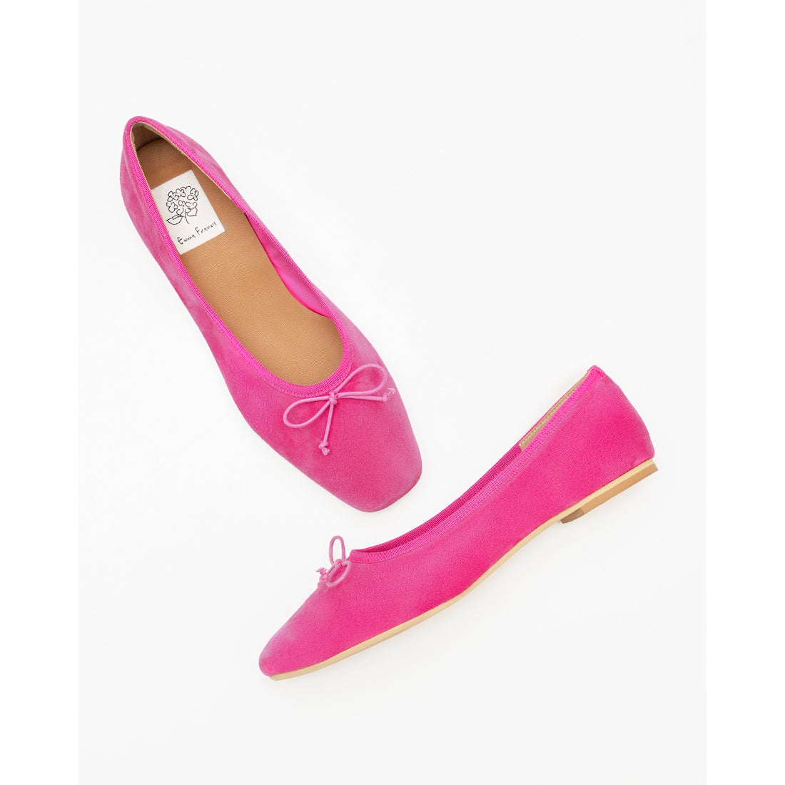 レイン対応】フラット バレエシューズ （ピンク レザースエード