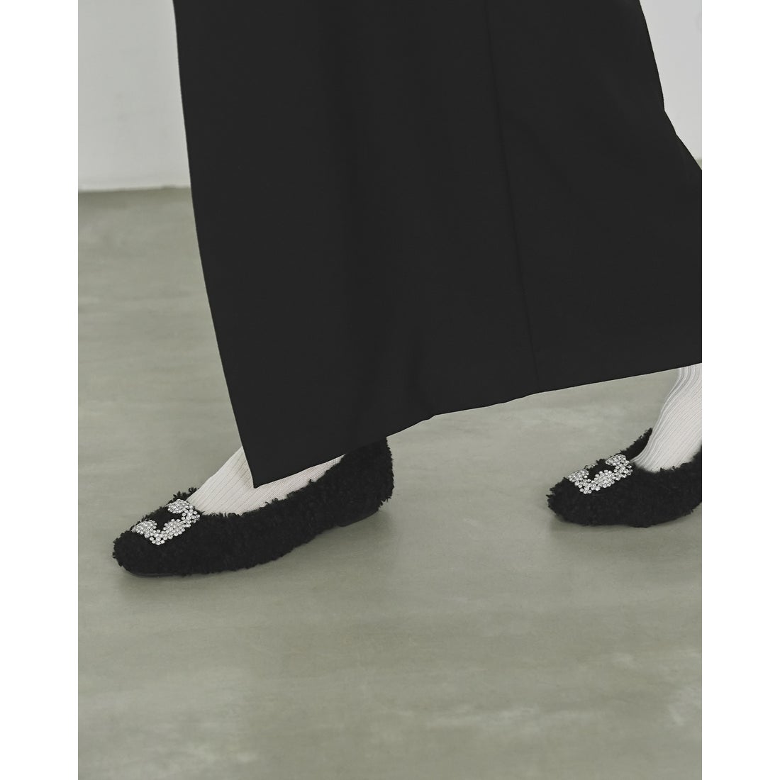 ボア ビジュー パンプス （ブラック ボア） -Emma Francis / エマ