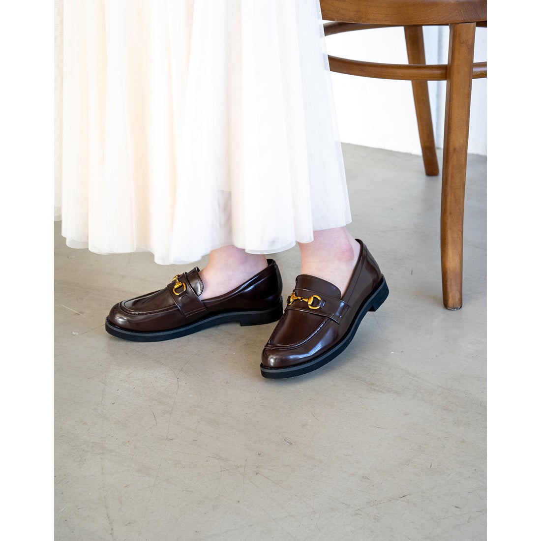 軽量ソール】ビット ローファー （ブラウン エナメル） -Emma Francis