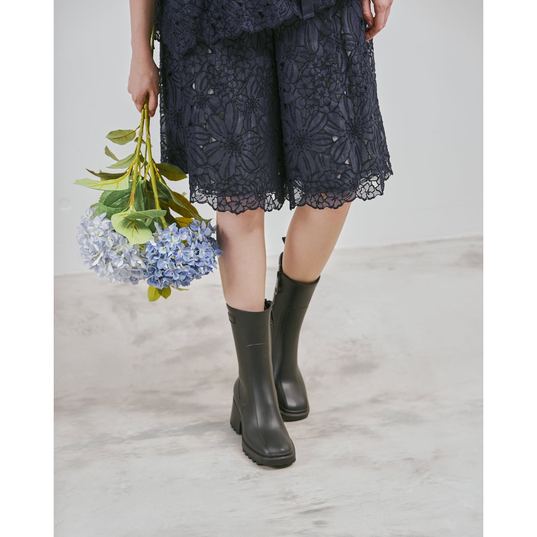 レインブーツ （ブラック ラバー） -Emma Francis / エマ フランシス