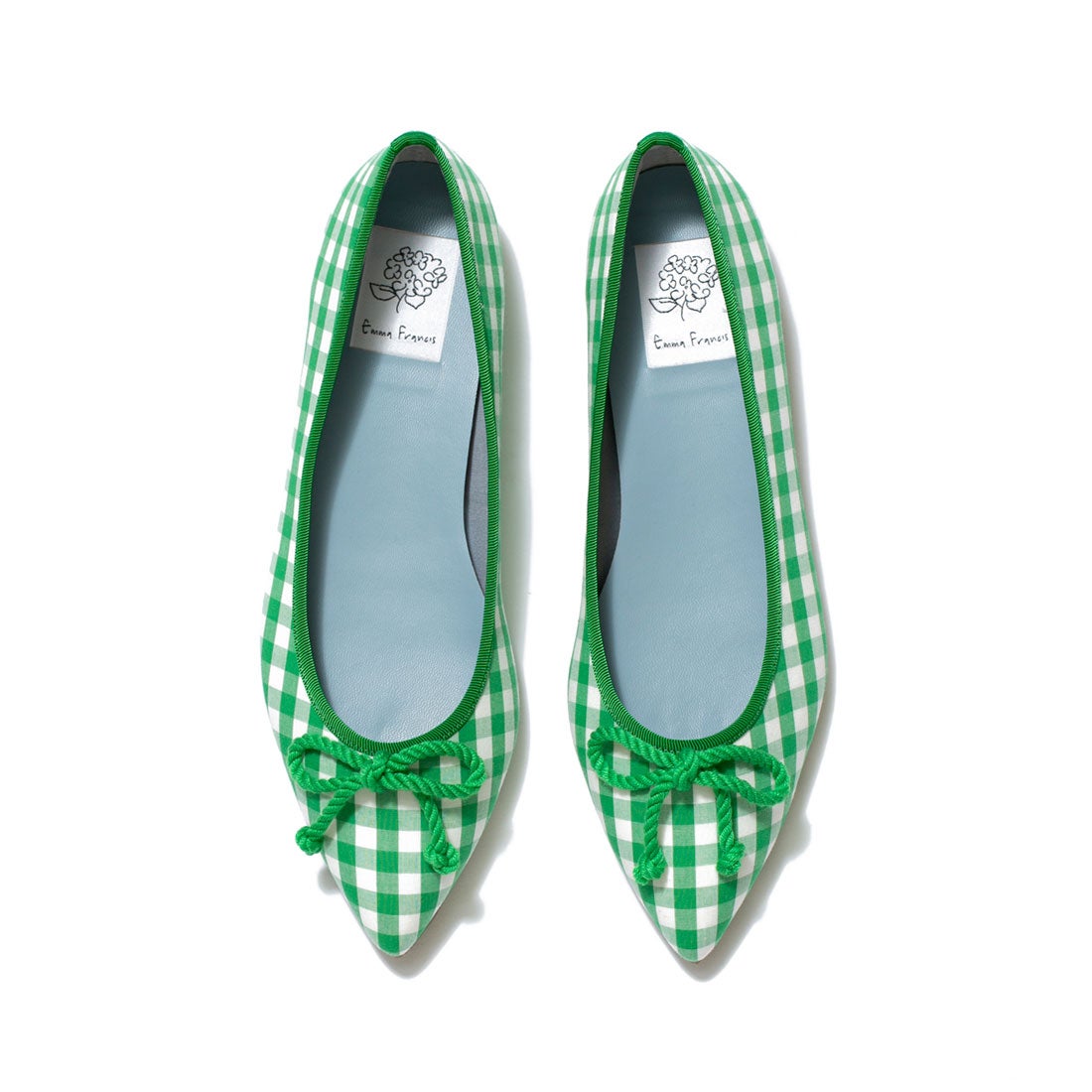 フラット バレエシューズ （グリーン チェック柄） -Emma Francis