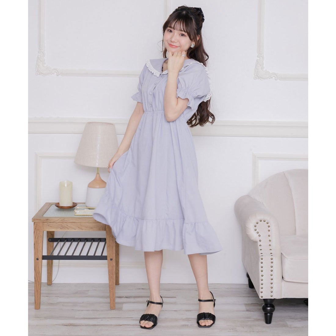 エムズエキサイト ems excite セーラーカラーワンピース （ブルー