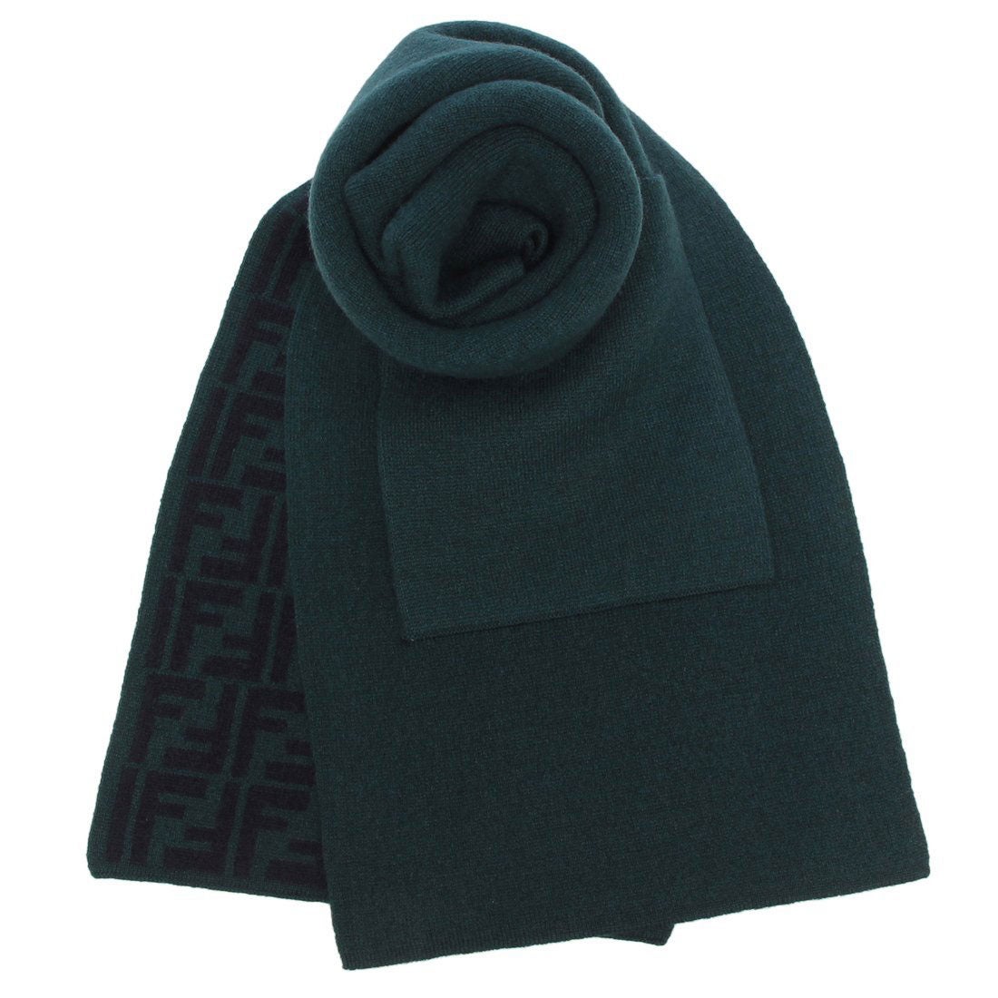 フェンディ FENDI マフラー FF柄 リバーシブル ポケット付き グリーン