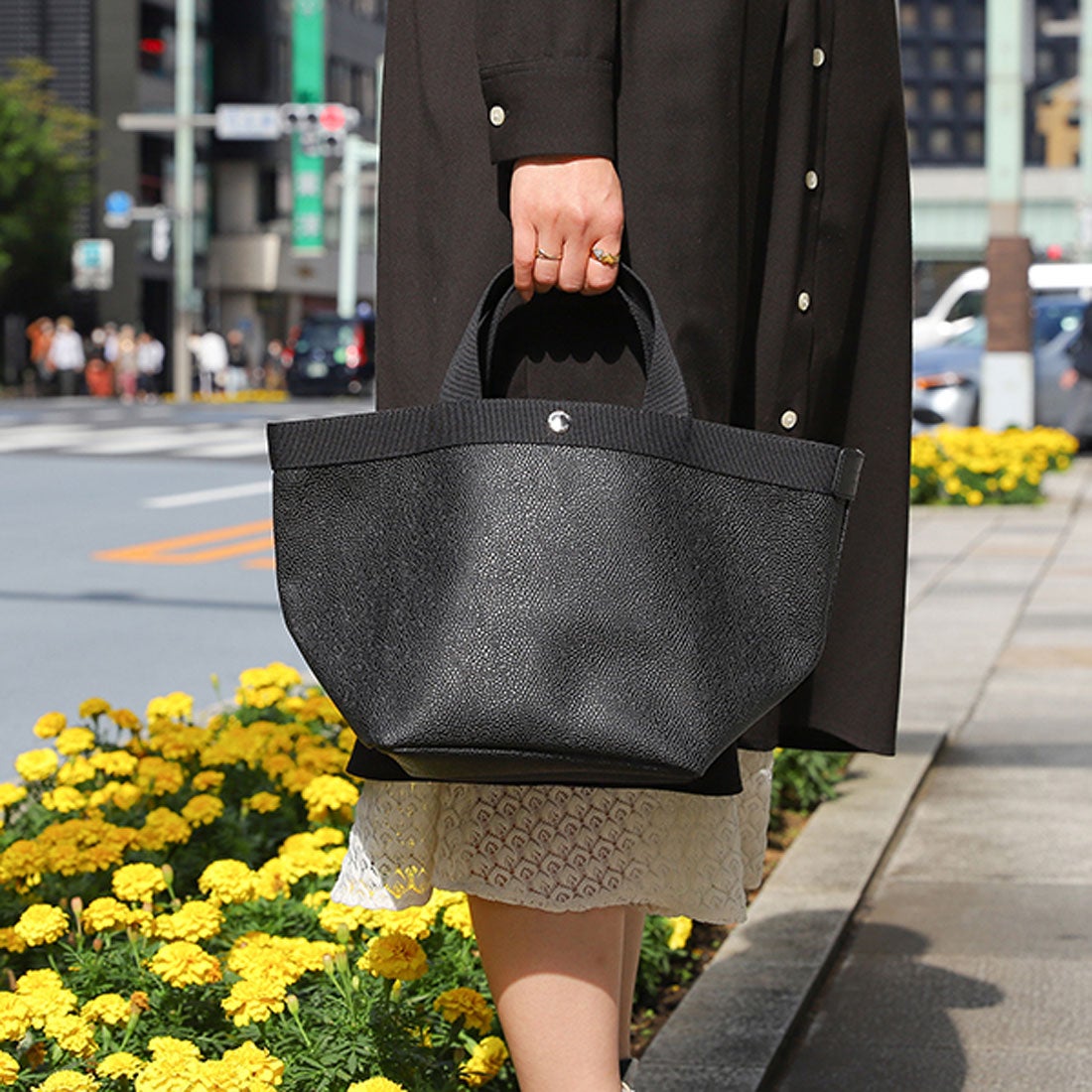 エルベシャプリエ Herve Chapelier トートバッグ ペブルド グレイン