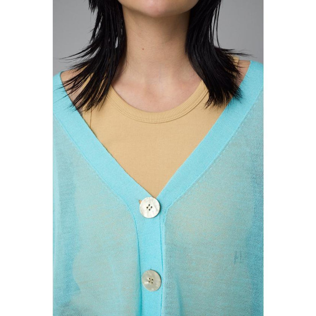 ヘリンドットサイ HeRIN.CYE ［予約］Sheer line cardigan （L/BLU1