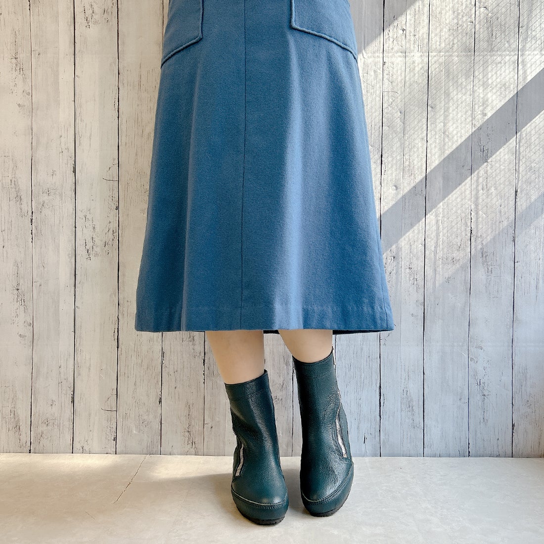 ヒナ デイ グリーン Hina Day Green 日本製 サイドファスナー レザー