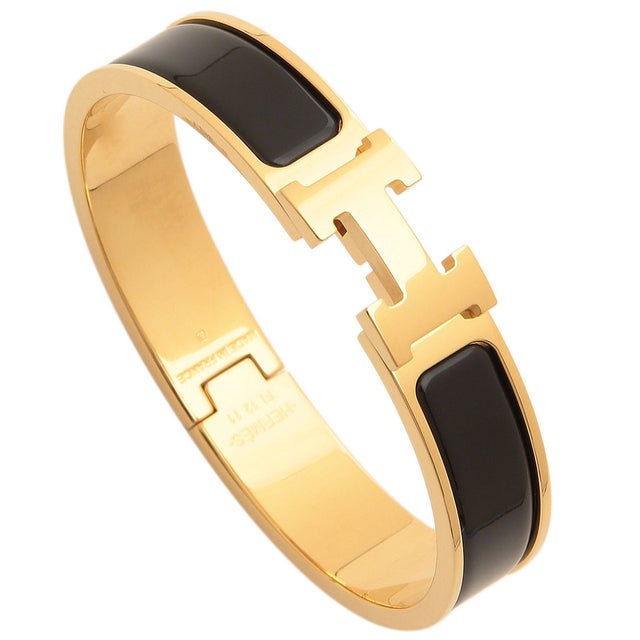 エルメス Hermes ブレスレット バングル クリックH ブラック シルバー