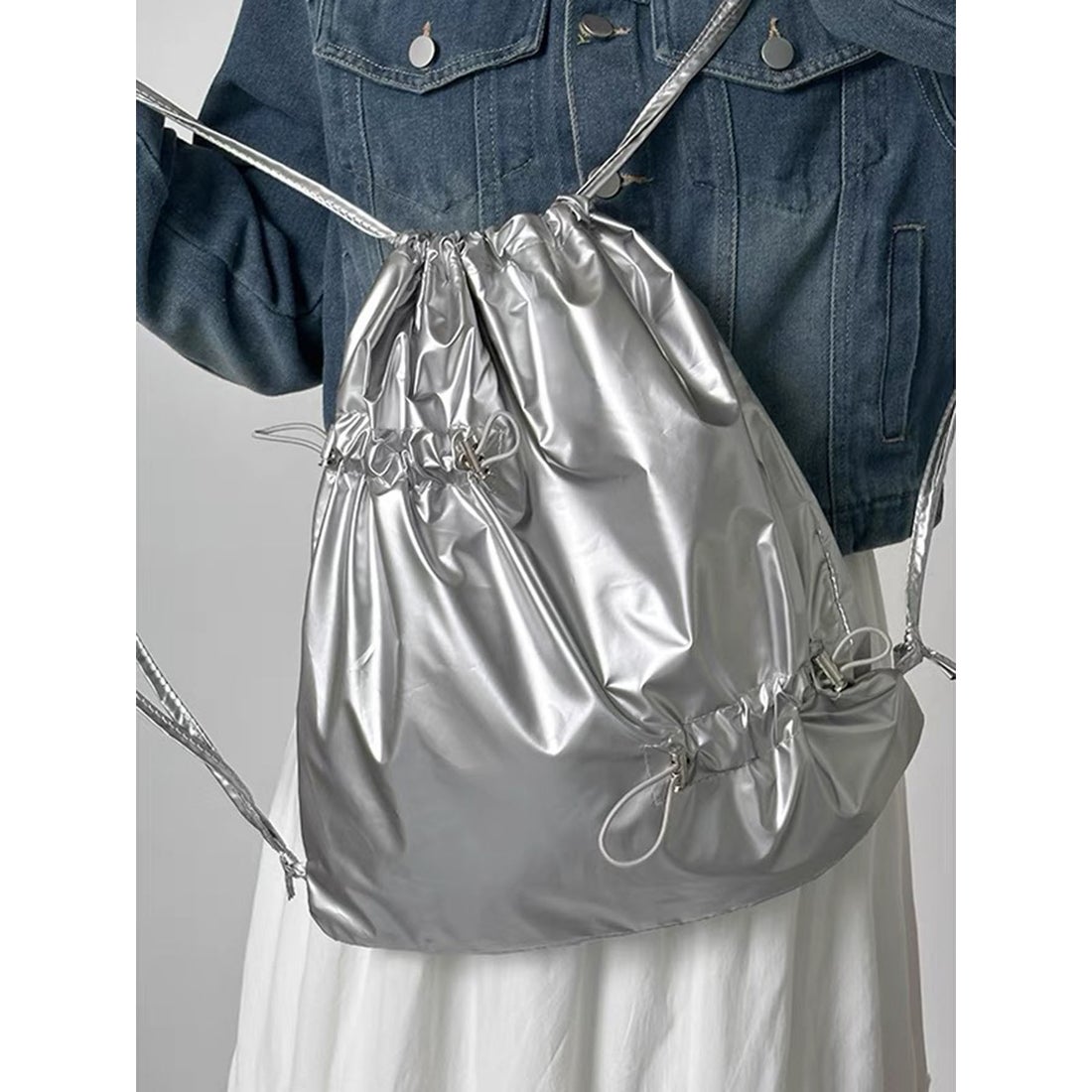 リバランス REBALANCE 巾着バックパック ナップサック （シルバー