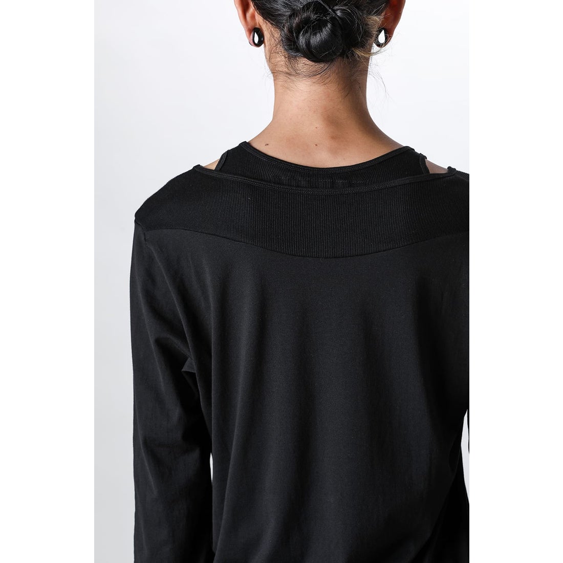 ユリウス JULIUS Cotton Jersey Switching Long Sleeve T-shirt（BLACK