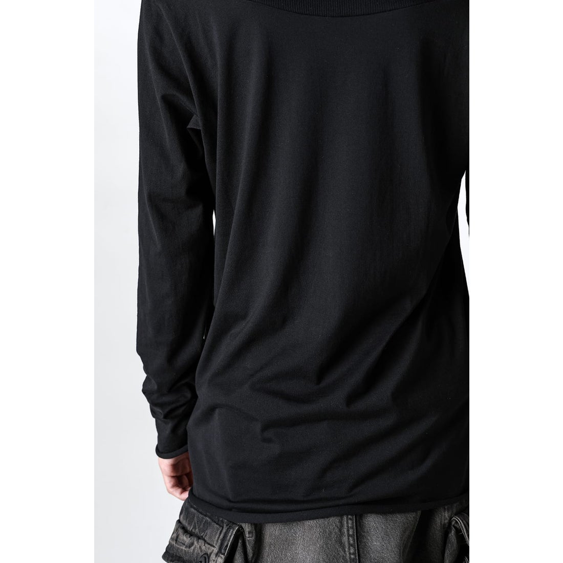ユリウス JULIUS Cotton Jersey Switching Long Sleeve T-shirt（BLACK