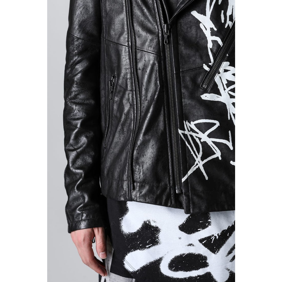 ユリウス JULIUS Ana-Moto JD Leather Jacket （Black） -デザイナーズ