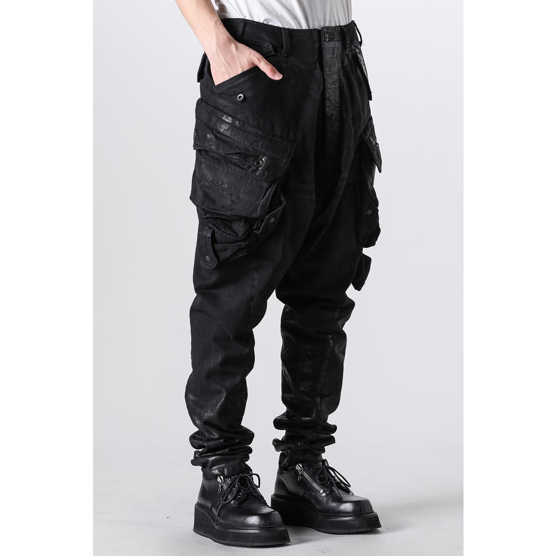 ユリウス JULIUS Coating Gasmask Pants（Black） -デザイナーズ