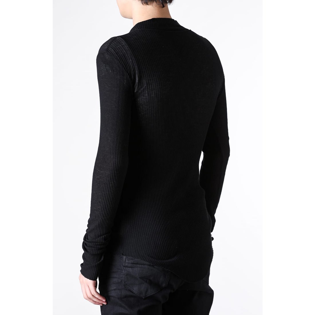 JULIUS COTTON/SILK RIB LONG SLEEVE T-SHIRT （BLACK） - Osaka