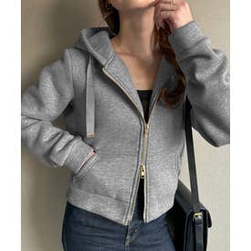 ジュノア JUNOAH 裏起毛ダブルジップパーカー （グレー