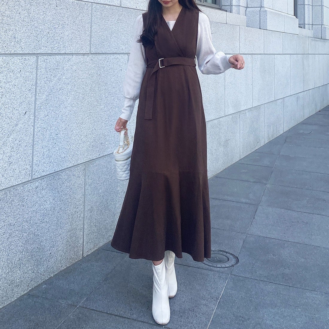 ジュノア JUNOAH カシュクールマーメイドジャンパースカート （ダーク