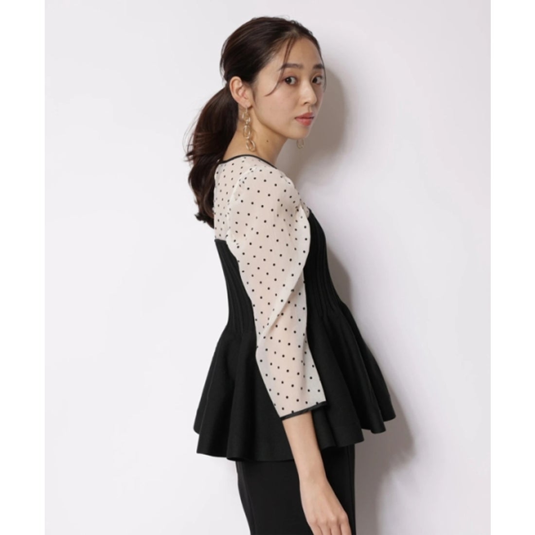 ジャスグリッティー JUSGLITTY ドットブラウスレイヤードニット （特殊