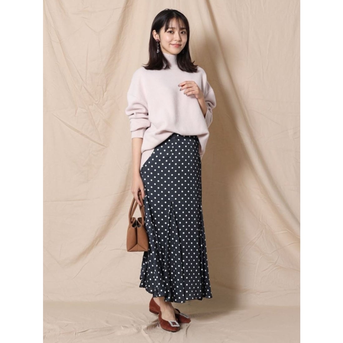 ジャスグリッティー JUSGLITTY ドットサテンマチフレアスカート （黒