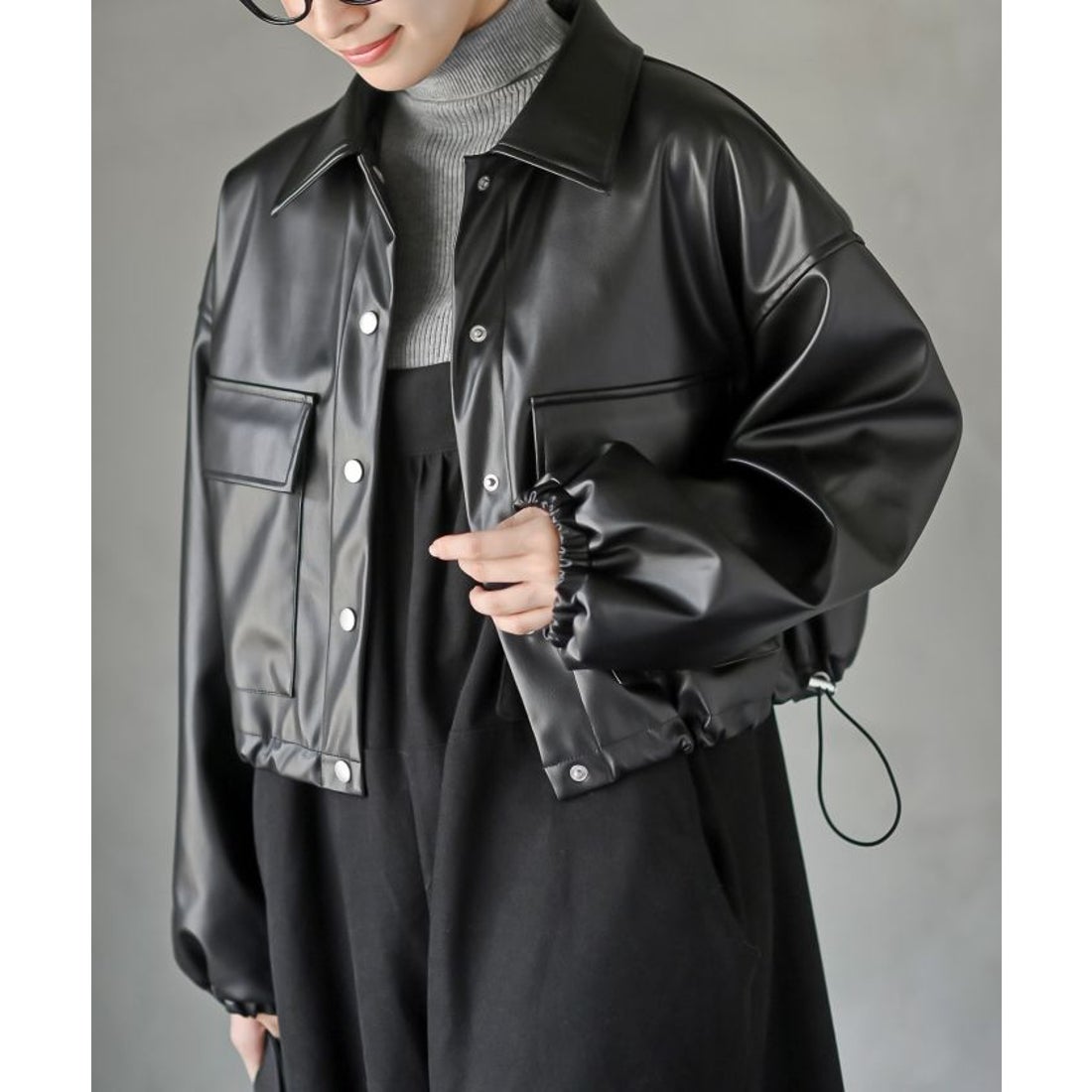 アールピーエス rps フェイクレザージャケット （ブラック） -靴