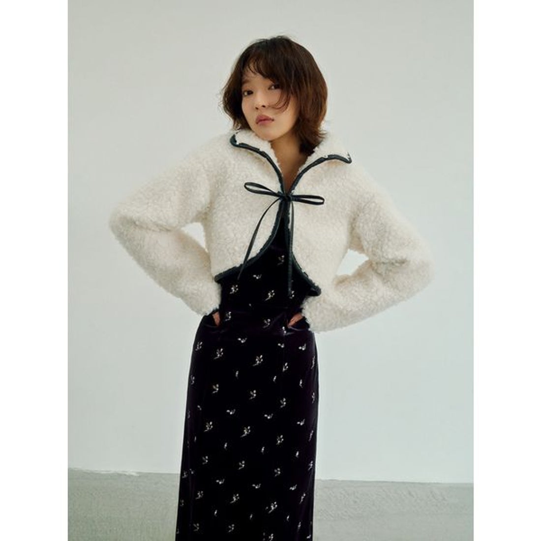 リリーブラウン LILY BROWN フラワーエンブロイダリースクエアネック