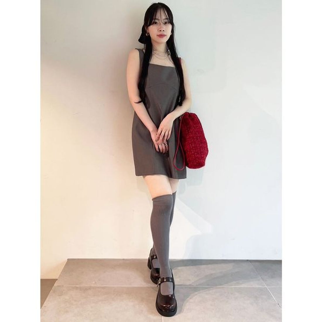 リリーブラウン LILY BROWN バックリボンディテールミニワンピース