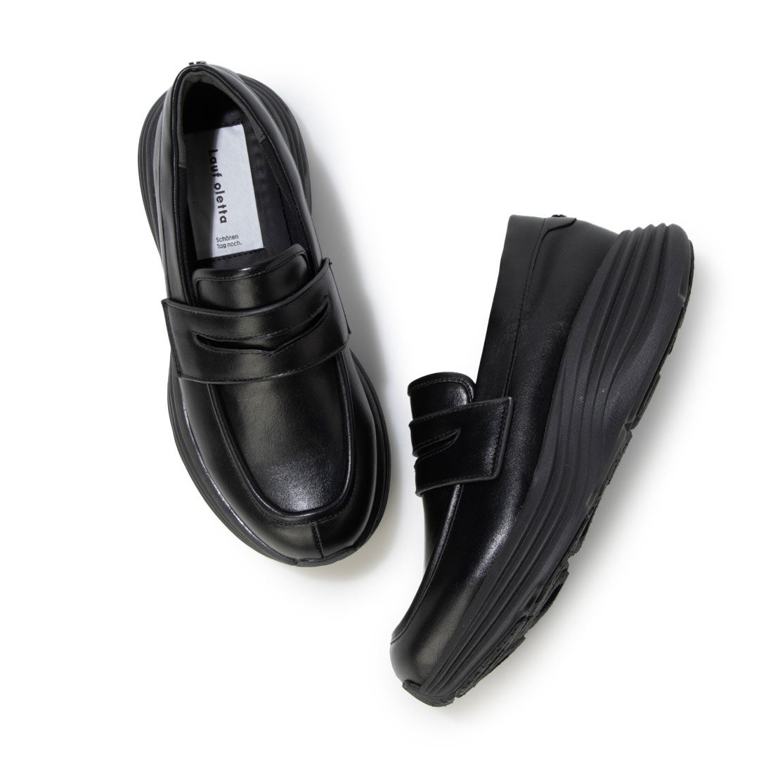 軽量厚底ローファースニーカー(L129) （BLACK） -レディースシューズ