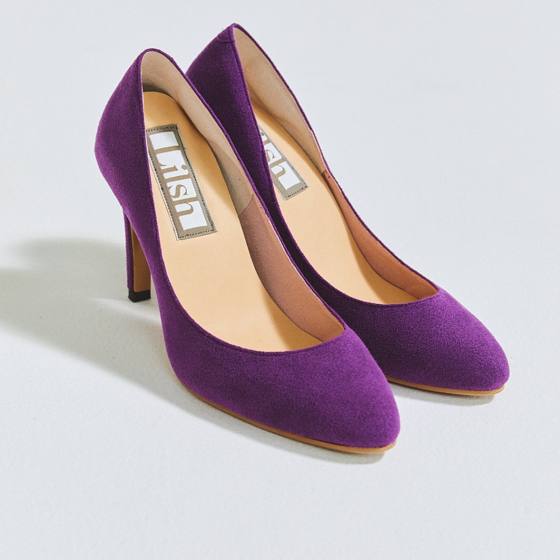 アーモンドトゥ9cmパンプス(L005)(パープルS) -レディースシューズ