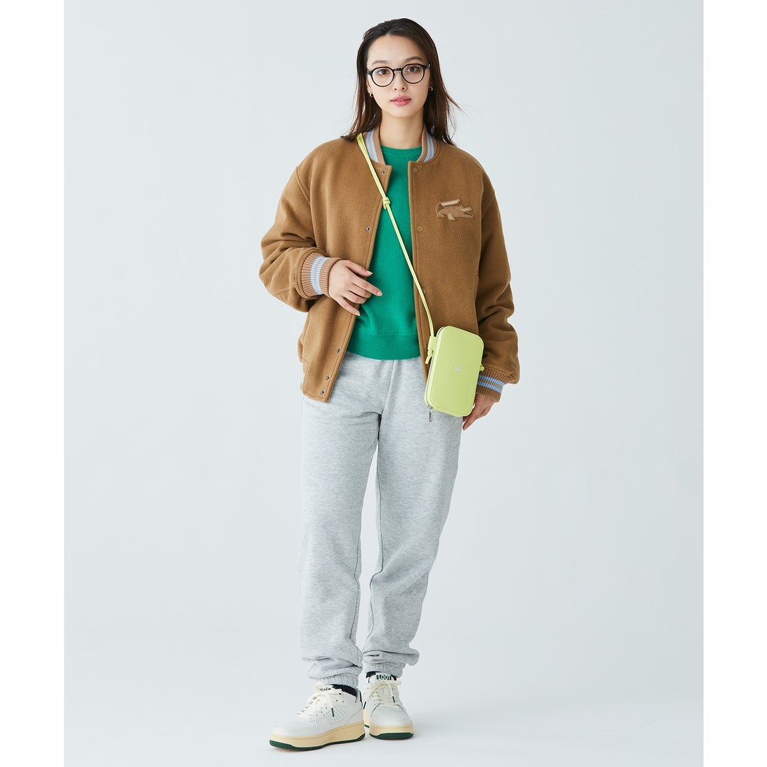 ラコステ LACOSTE ワンポイントワニロゴスマホポーチ（イエロー