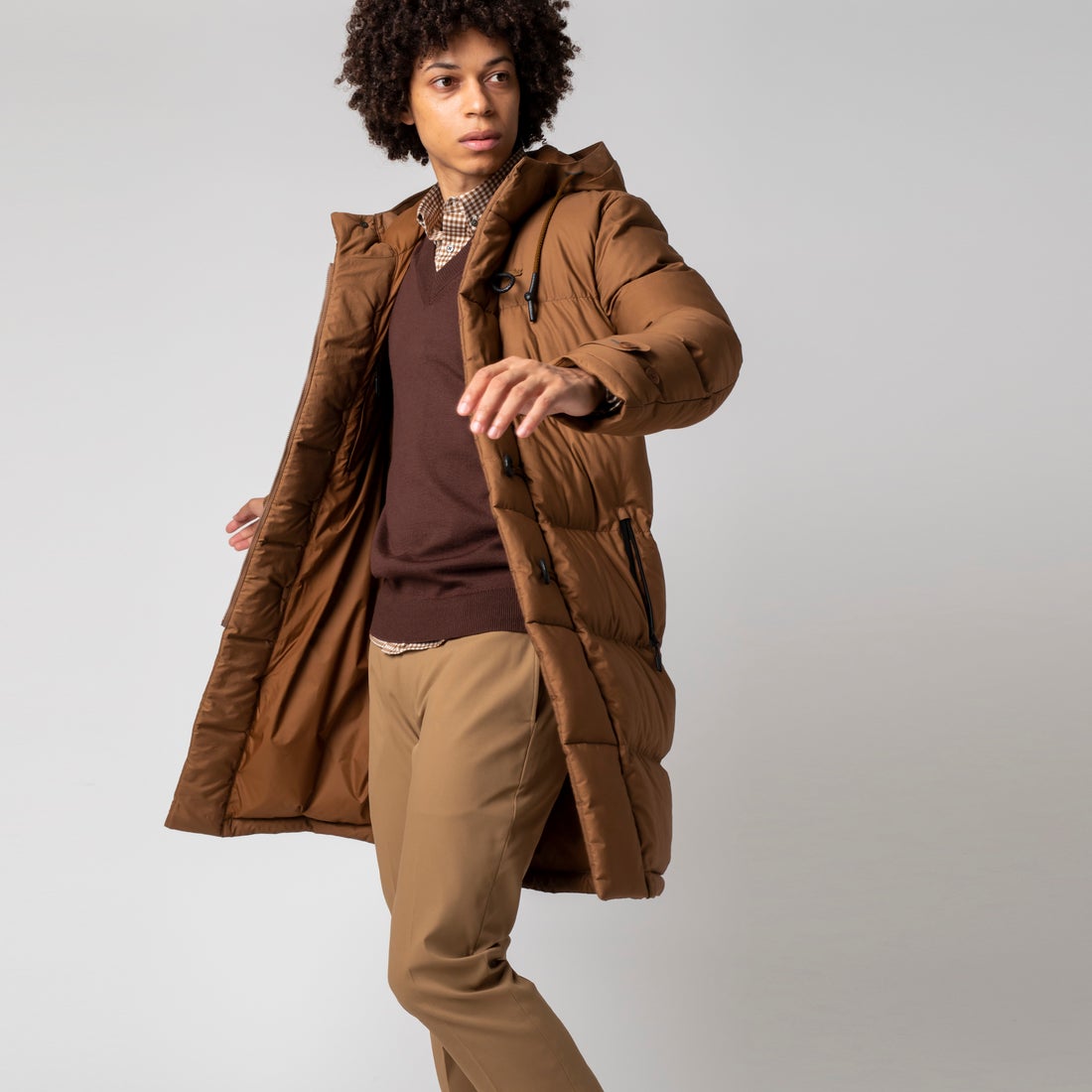 ラコステ LACOSTE CLOMAX中綿ダッフルコート （ブラウン