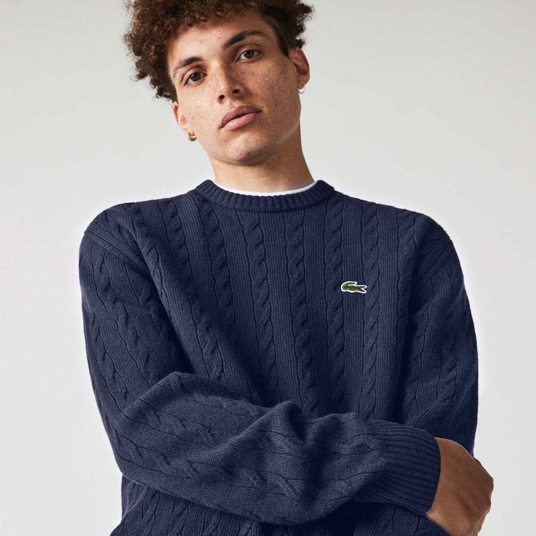 ラコステ LACOSTE ケーブル編みニットセーター （ネイビー