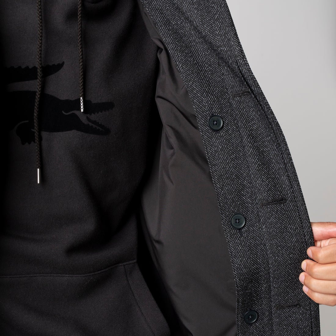 ラコステ LACOSTE TECH TWEED 3wayコート （ベージュ） -ファッション