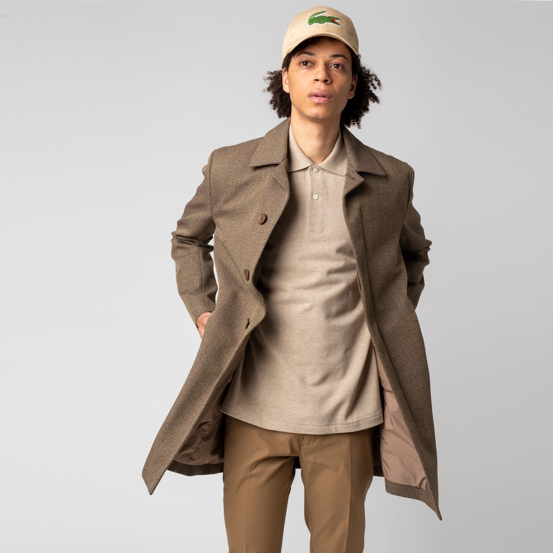 ラコステ LACOSTE TECH TWEED 3wayコート （ベージュ） -アウトレット