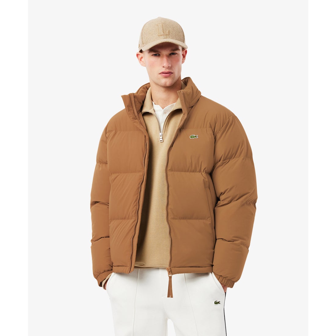 ラコステ LACOSTE 撥水ベーシックダウンジャケット （キャメル