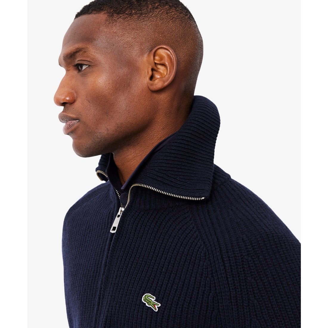 ラコステ LACOSTE ローゲージハイネックジップセーター （オフホワイト