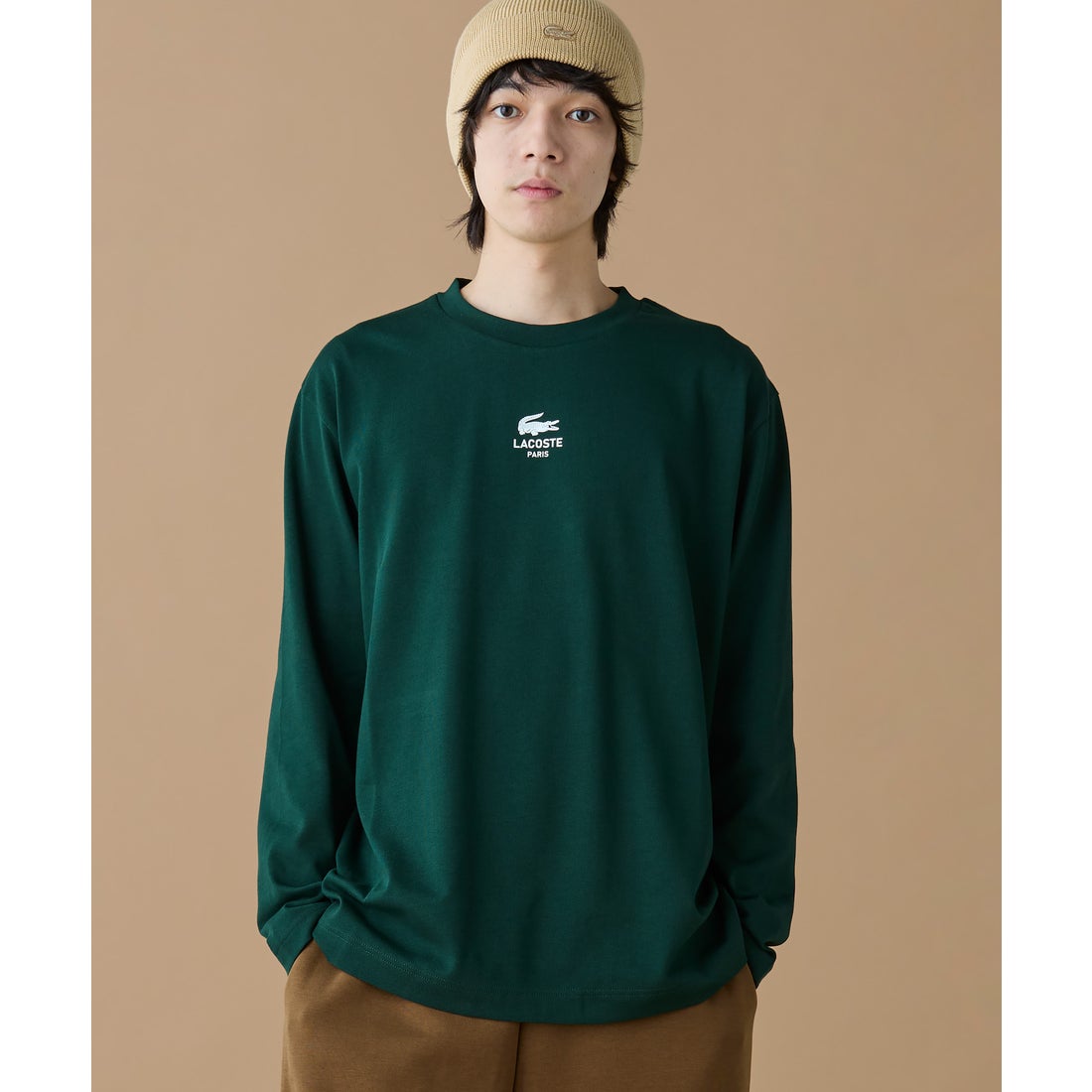 ラコステ LACOSTE PARISロゴヘビーオンスTシャツ（ダークネイビー