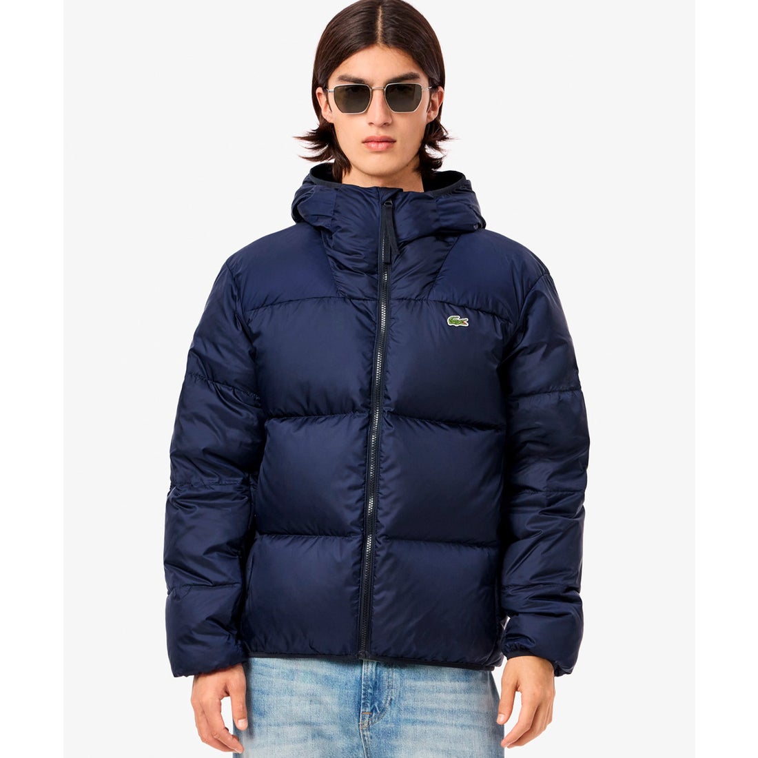 ラコステ LACOSTE バックステッチダウンジャケット（ダークネイビー