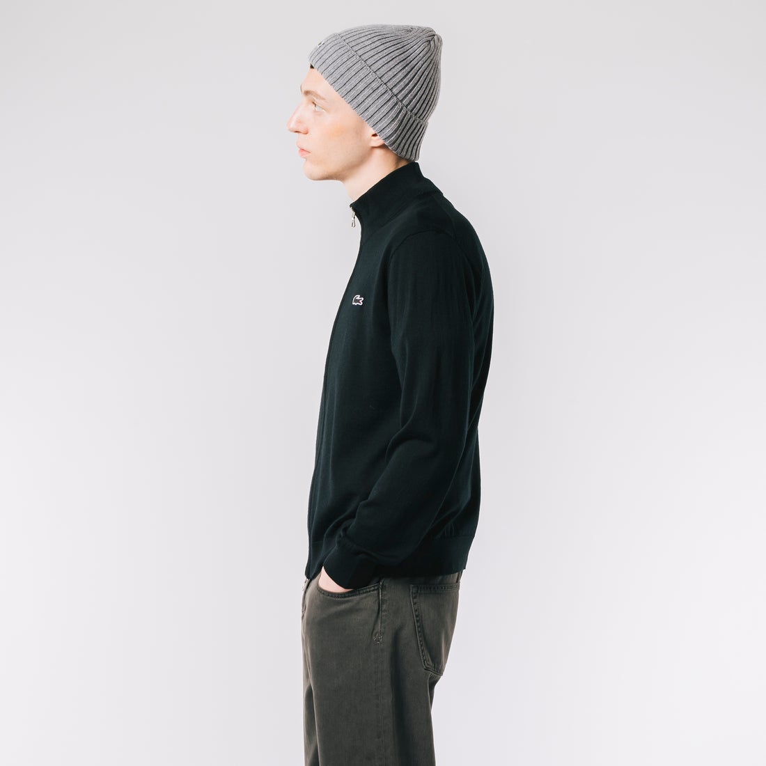 ラコステ LACOSTE ウォッシャブルウールジップアップニットセーター