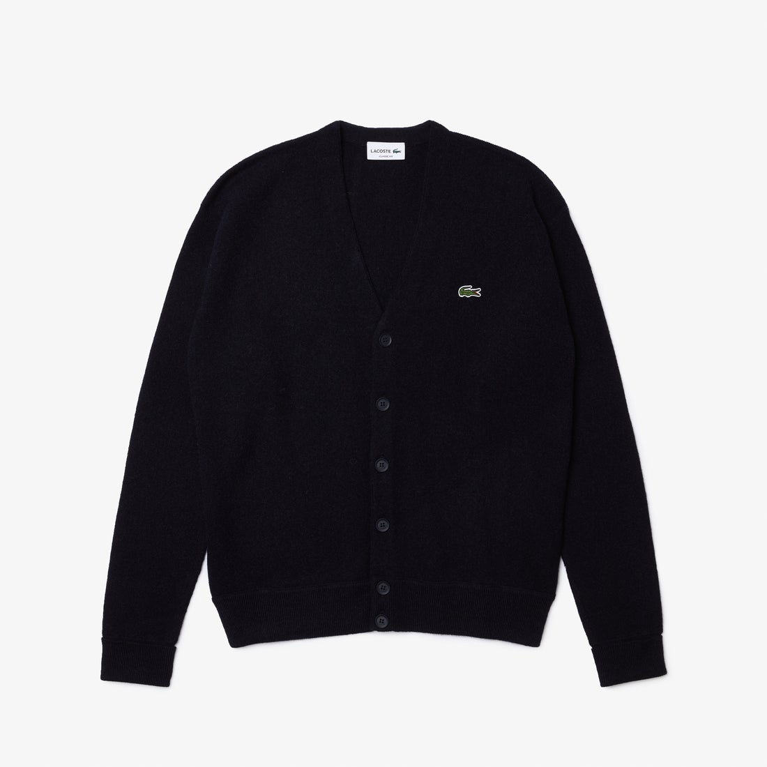 ラコステ LACOSTE ガーター編みVネックカーディガン （ネイビー