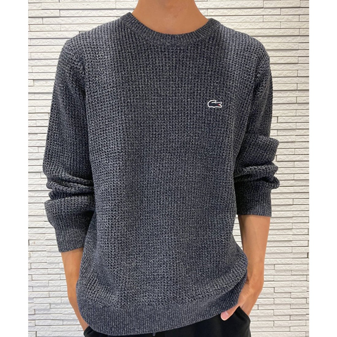ラコステ LACOSTE ヘザーカラーリングワッフルニット （ネイビー