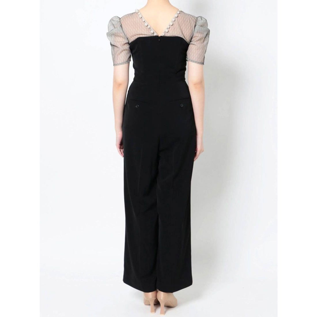 LAGUNAMOON LADYパールネックパンツドレス （ブラック） -ファッション