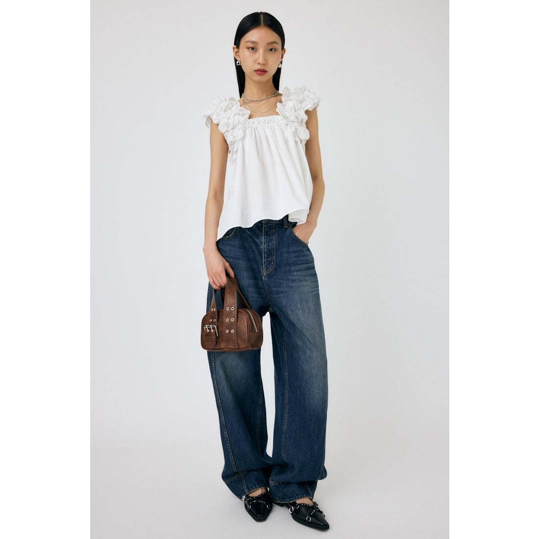 MOUSSY SHOULDER FRILLS トップス KHA -ファッション通販 FASHION WALKER