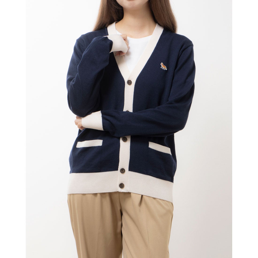 メゾンキツネ MAISON KITSUNE カーディガン（Navy） -靴＆ファッション