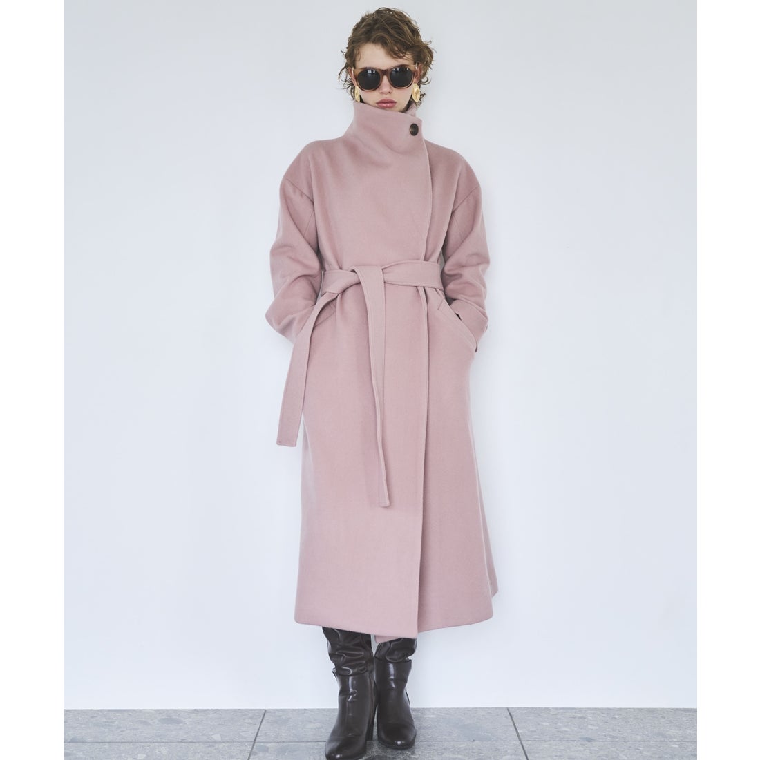 アンドクチュール AND COUTURE ウールビーバービッグカラーロング