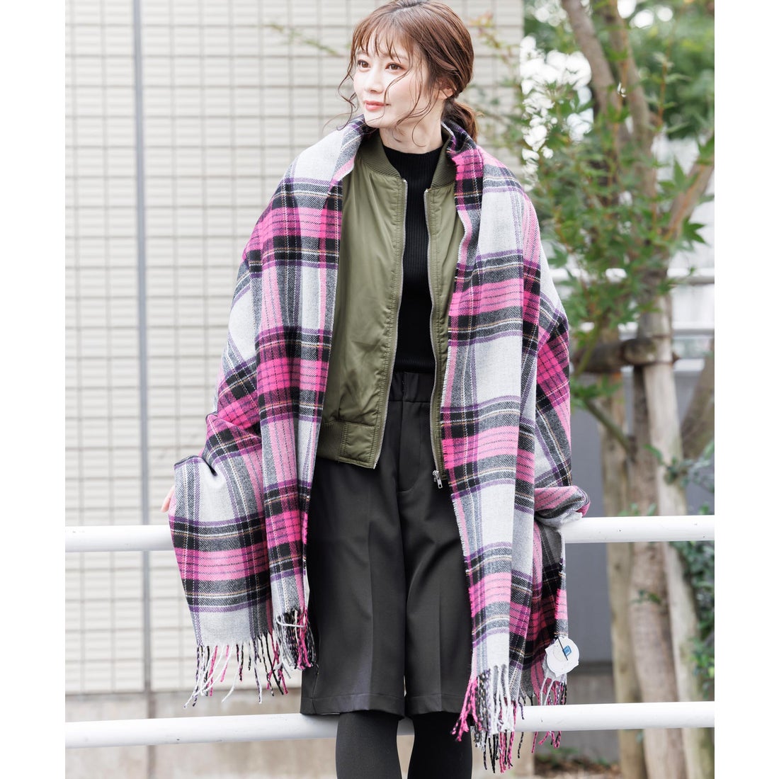 ミリアンデニ mili an deni 大判チェックストール 大判 ストール